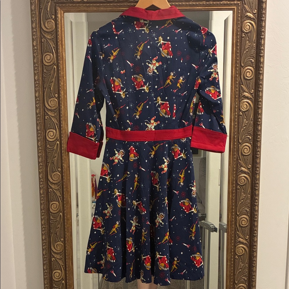 Banned retro pinup style space themed Red Collar and Belt dress XS - Picture 11 of 11